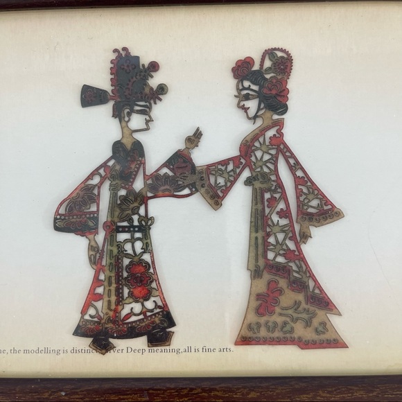 China Shadow Puppet Framed 13.5” X 7” - Picture 3 of 8